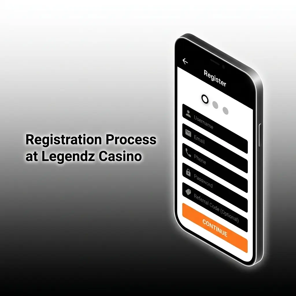 Legendz Casino registration process steps showing sign-up form, email verification, profile setup, and first crypto deposit
